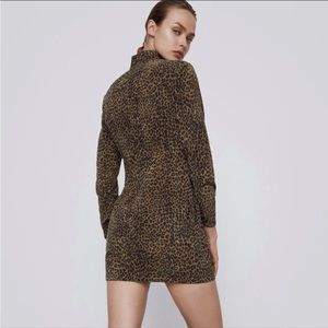Zara Corduroy Leopard Dress